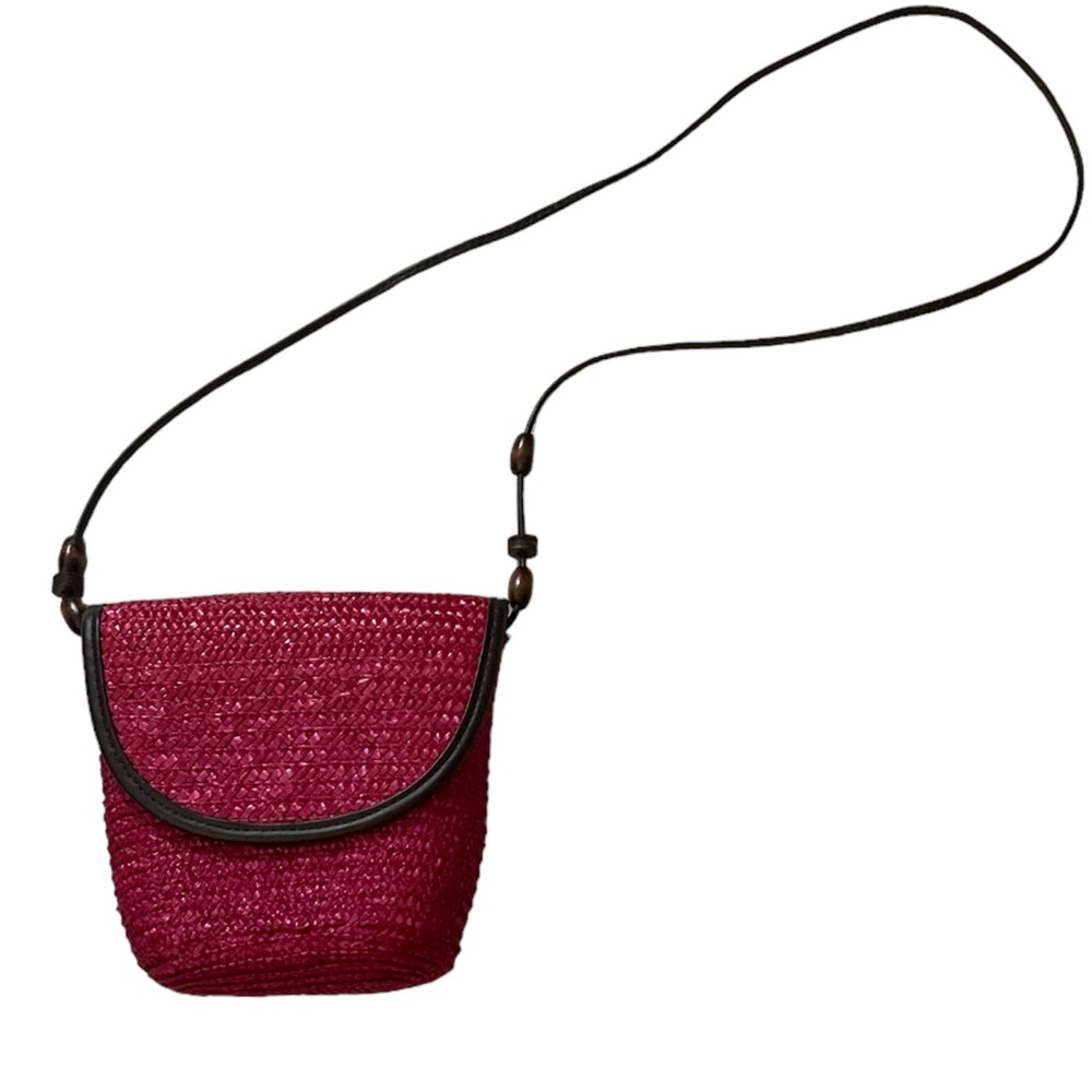Pink Straw Crossbody Bag